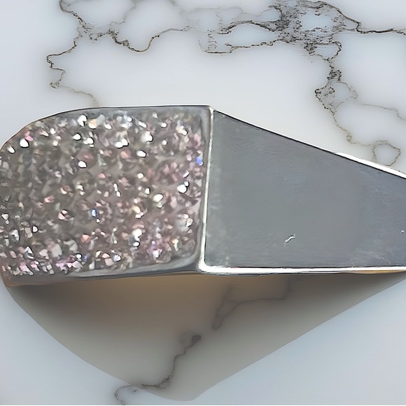 Sterling Silver CZ Block Ring Wide Band Size 5.5 - Picture 3 of 4